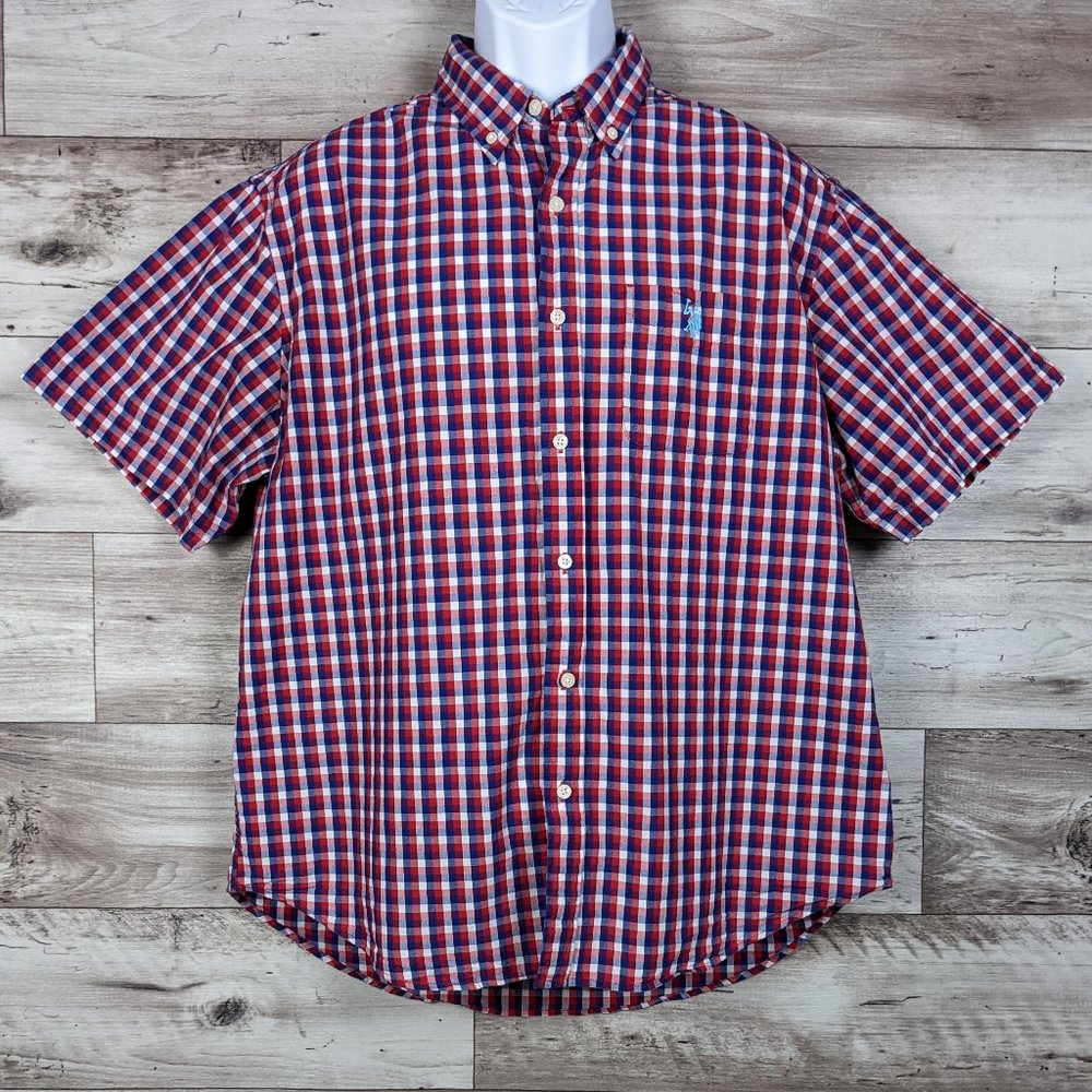 U.S. Polo Assn.* Men's Short Sleeve Button Down Curved Hem Chest Pocket~ Size XL